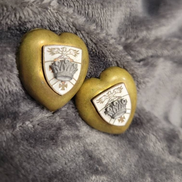 Vintage Jewelry - Vintage Brass Bronze Heart Pewter Crown Enamel Shield Royal Guard Eagle  Phoenix